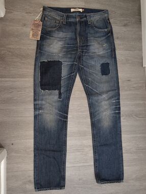 NWT 1921 Jeans Men's Patchwork Distressed Denim Blue Size 32